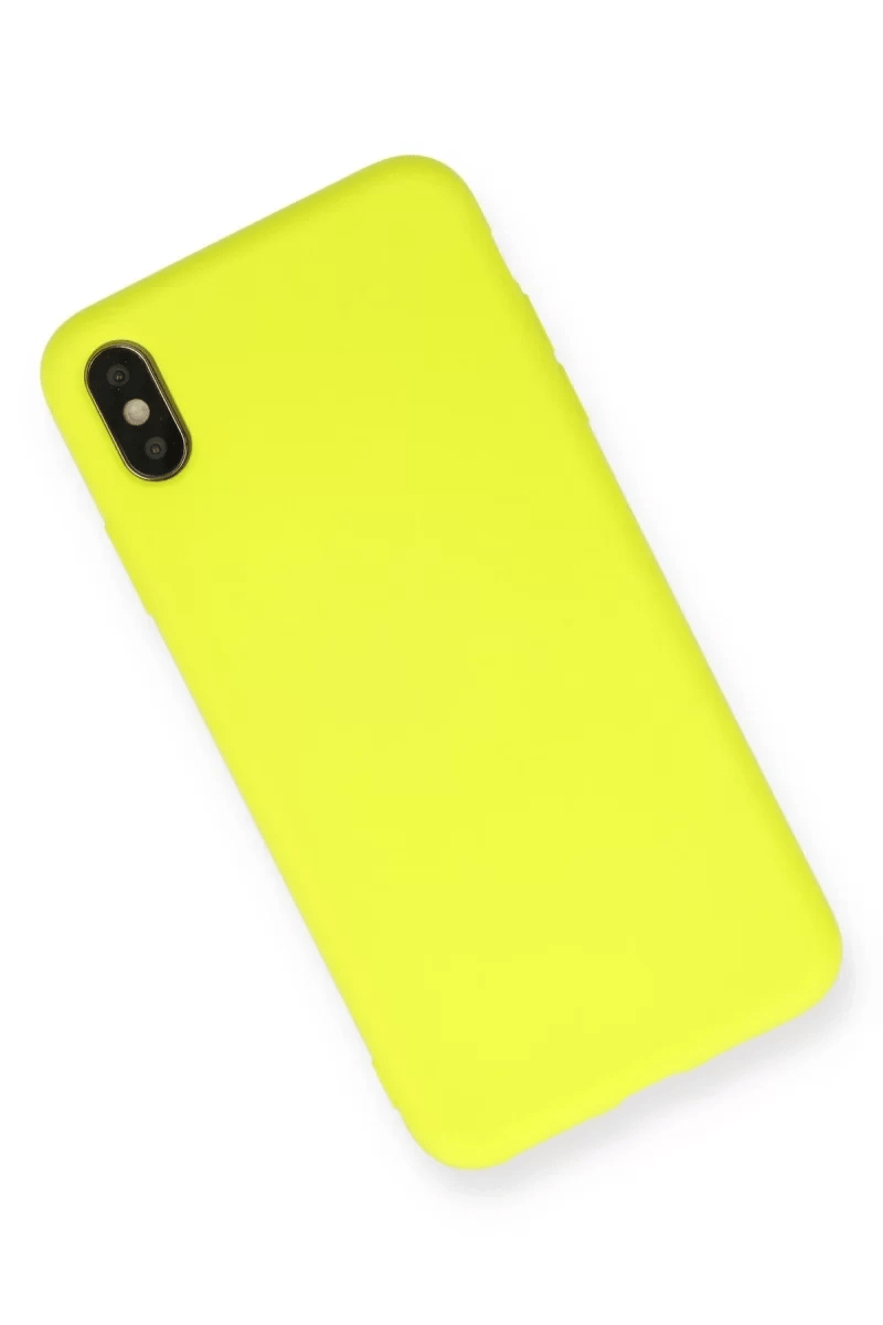 Apple iPhone X Kılıf Nano içi Kadife Silikon - Sarı