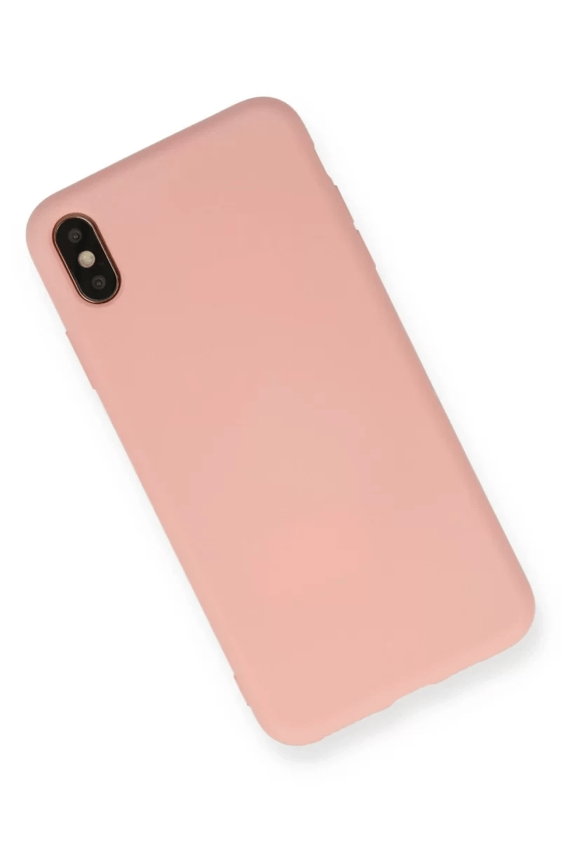 Apple iPhone X Kılıf Nano içi Kadife Silikon - Pudra