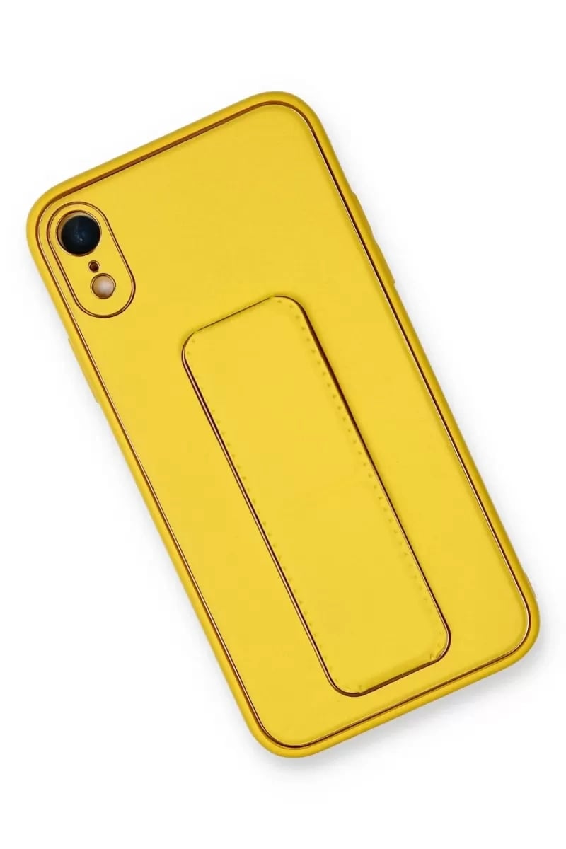 Apple iPhone XR Kılıf Coco Deri Standlı Kapak - Sarı