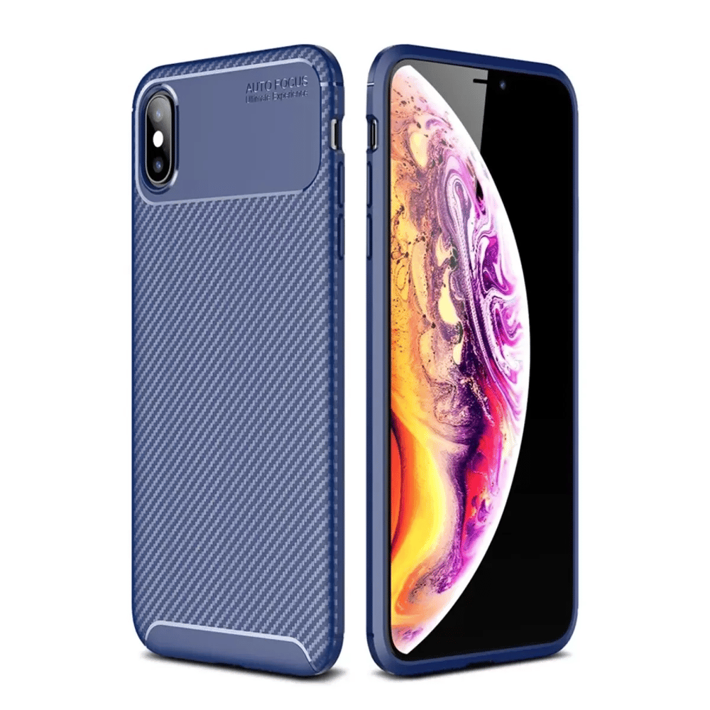 Apple iPhone XS Max Kılıf Auto Focus Karbon Kapak - Lacivert