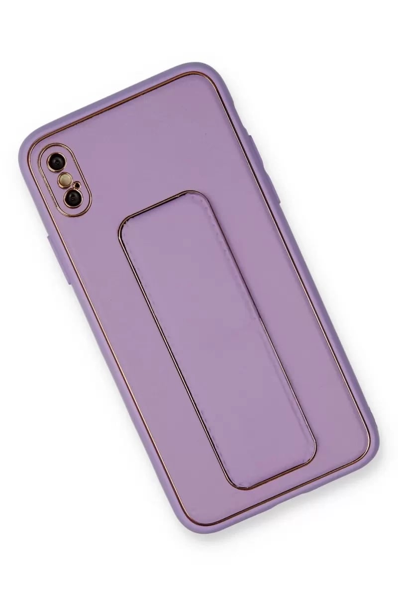 Apple iPhone XS Max Kılıf Coco Deri Standlı Kapak - Koyu Lila