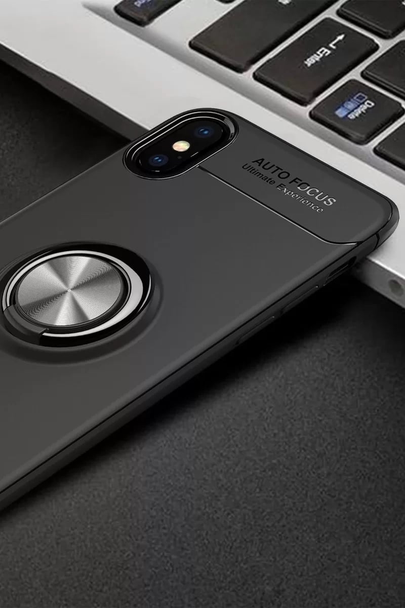 Apple iPhone XS Max Kılıf Range Yüzüklü Silikon - Siyah