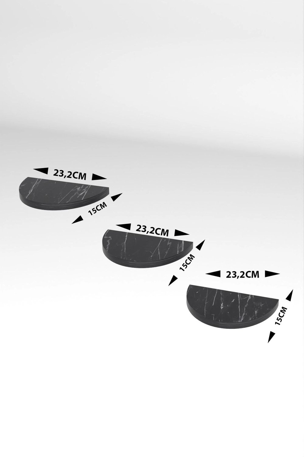 Duvar Rafı Dekoratif 3 Adet Çiçeklik Oval Altın Efes