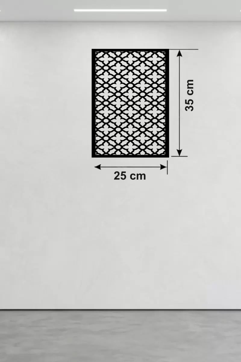 Geometrik Kafes Desenli Ahşap Duvar Tablosu - 25x35 cm Lazer Kesim Dekoratif Pano