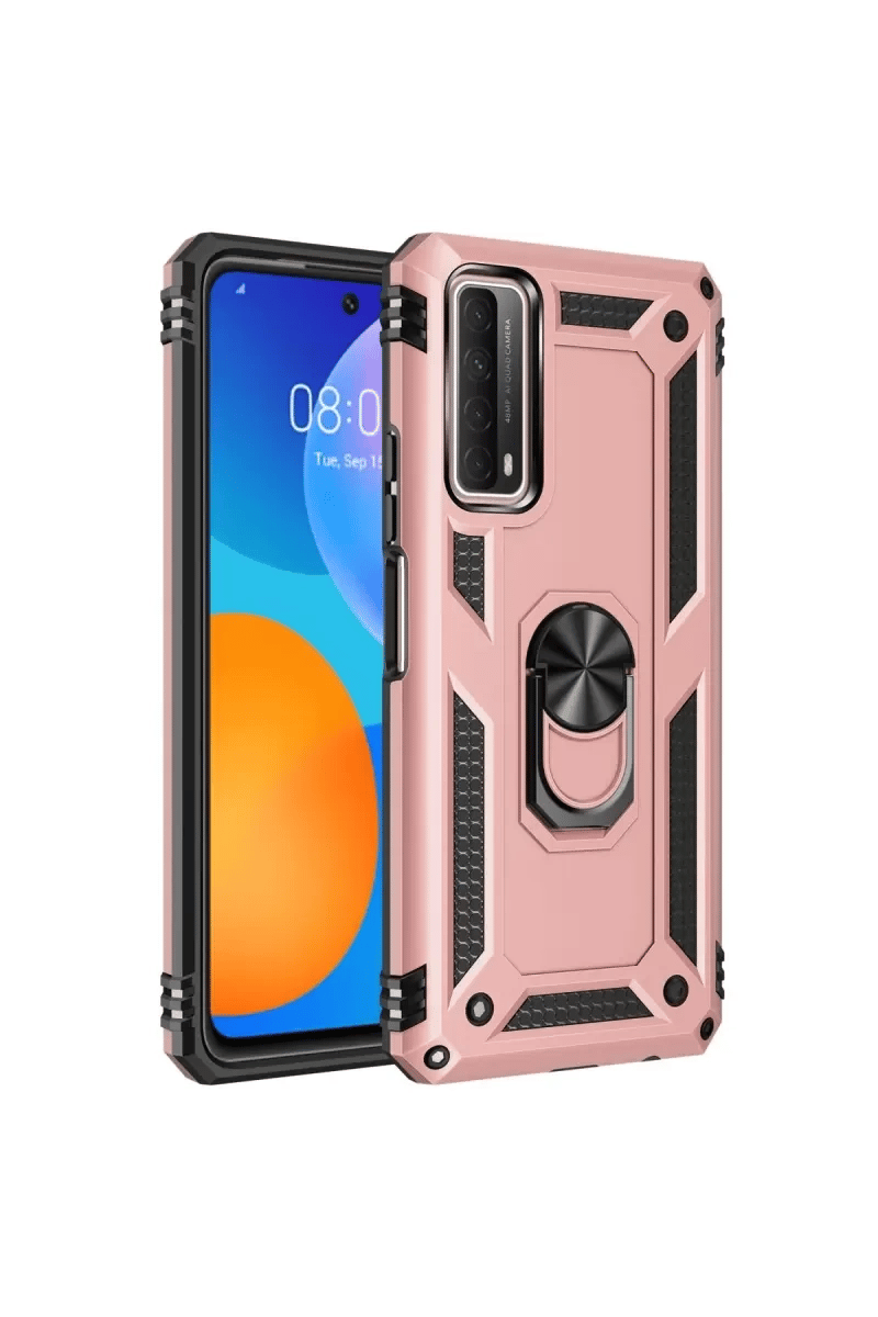 Huawei P Smart 2021 Kılıf Sofya Yüzüklü Silikon Kapak - Rose