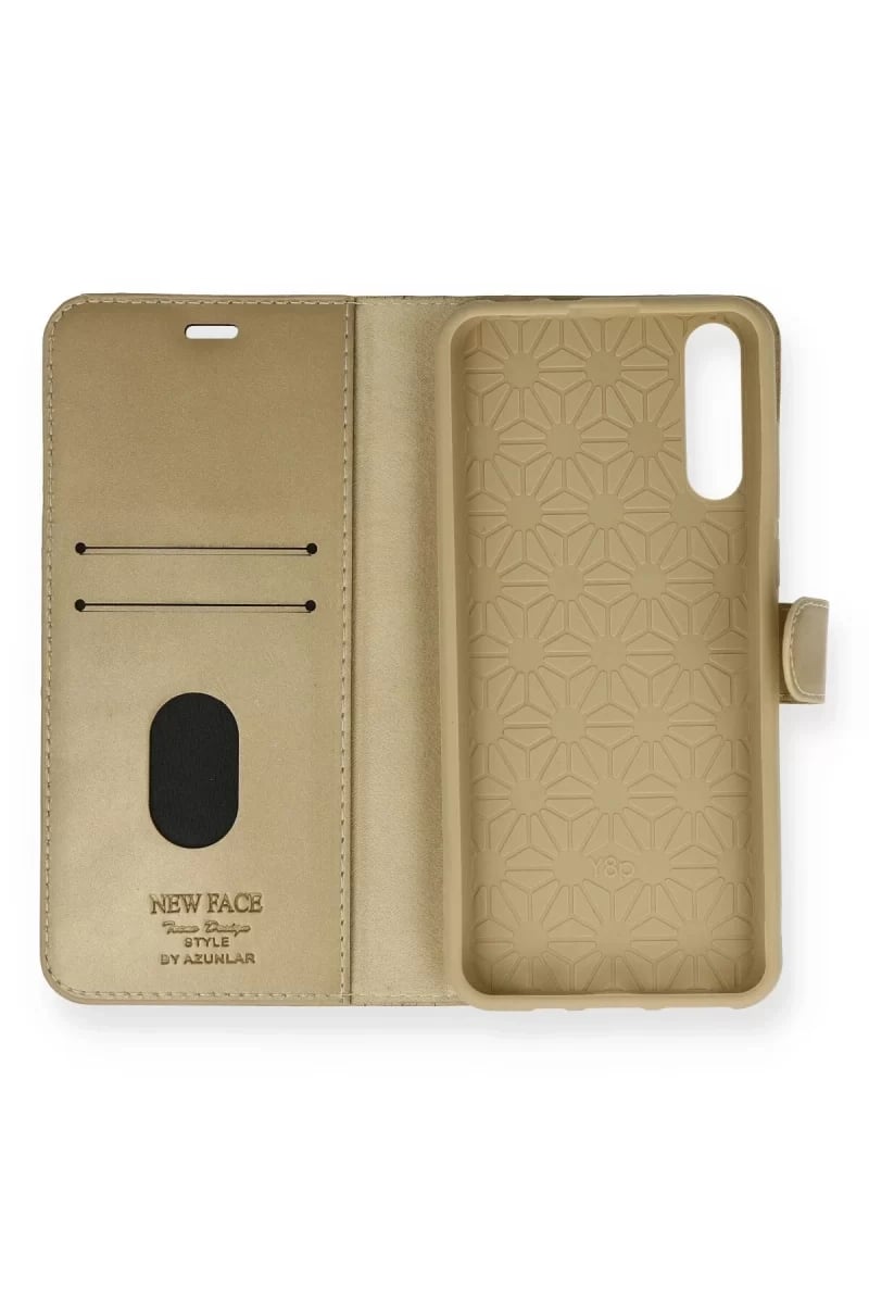 Huawei P Smart S Kılıf Trend S Plus Kapaklı Kılıf - Gold