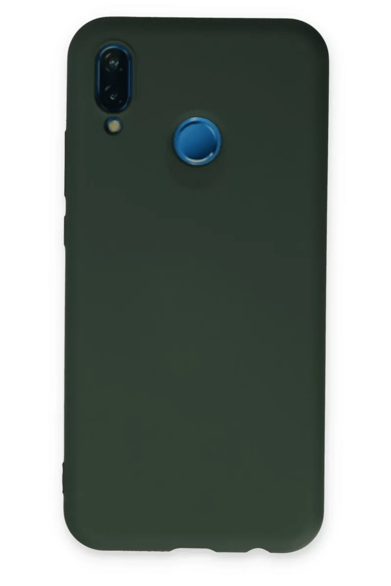 Huawei P20 Lite Kılıf Nano içi Kadife Silikon - Koyu Yeşil