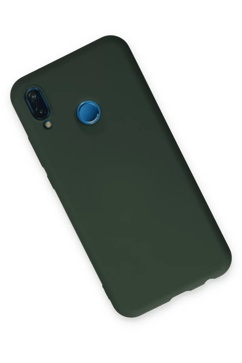 Huawei P20 Lite Kılıf Nano içi Kadife Silikon - Koyu Yeşil