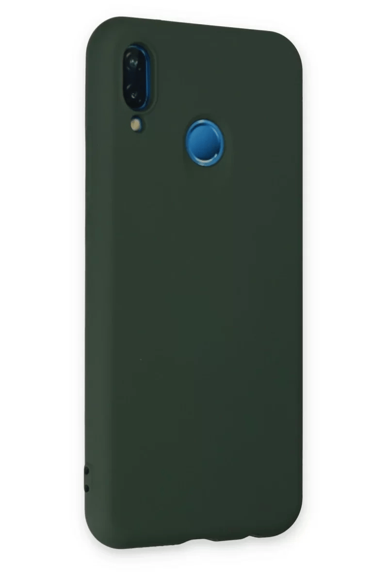 Huawei P20 Lite Kılıf Nano içi Kadife Silikon - Koyu Yeşil