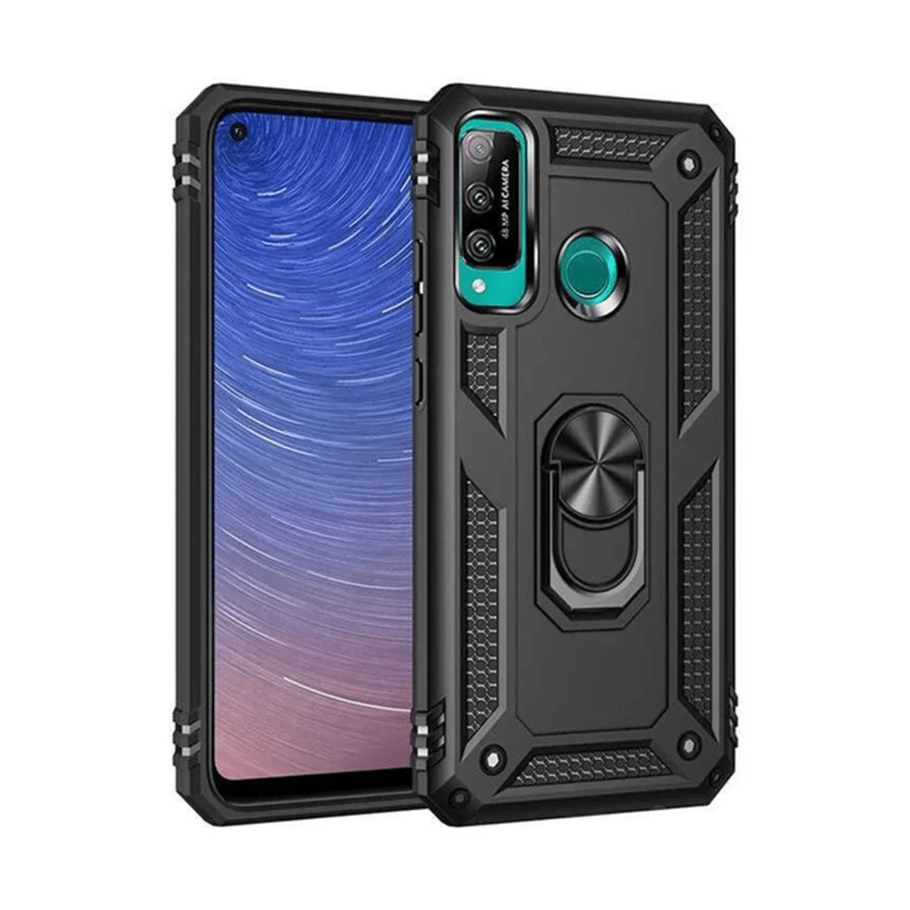 Huawei P40 Lite E Kılıf Sofya Yüzüklü Silikon Kapak - Siyah