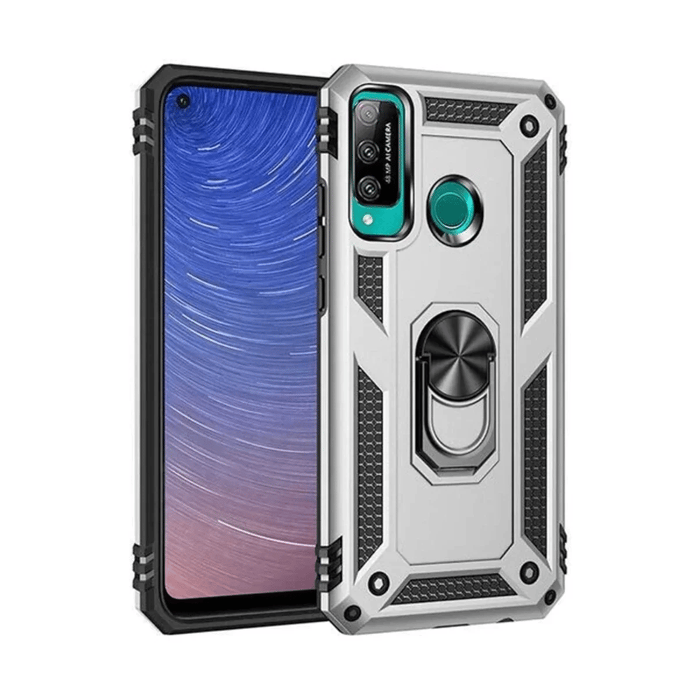Huawei P40 Lite E Kılıf Sofya Yüzüklü Silikon Kapak - Gümüş