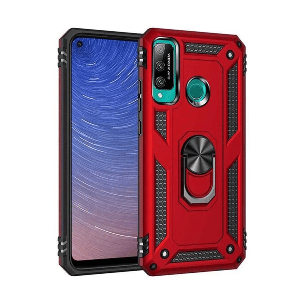 Huawei P40 Lite E Kılıf Sofya Yüzüklü Silikon Kapak - Kırmızı