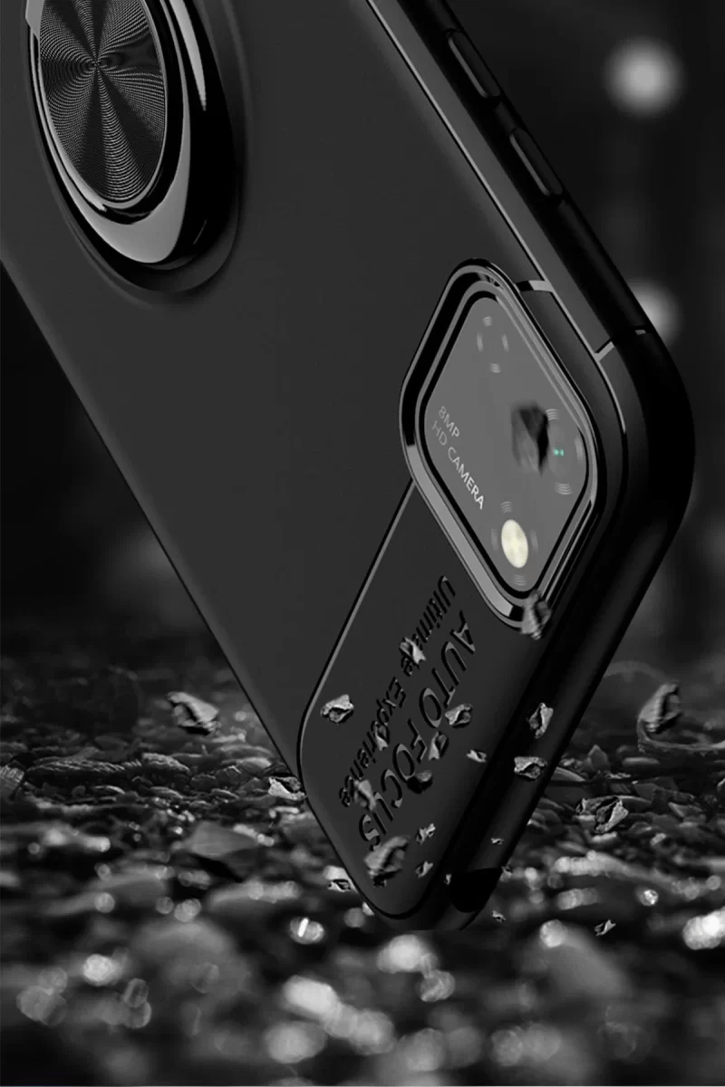 Huawei Y5P Kılıf Range Yüzüklü Silikon - Siyah