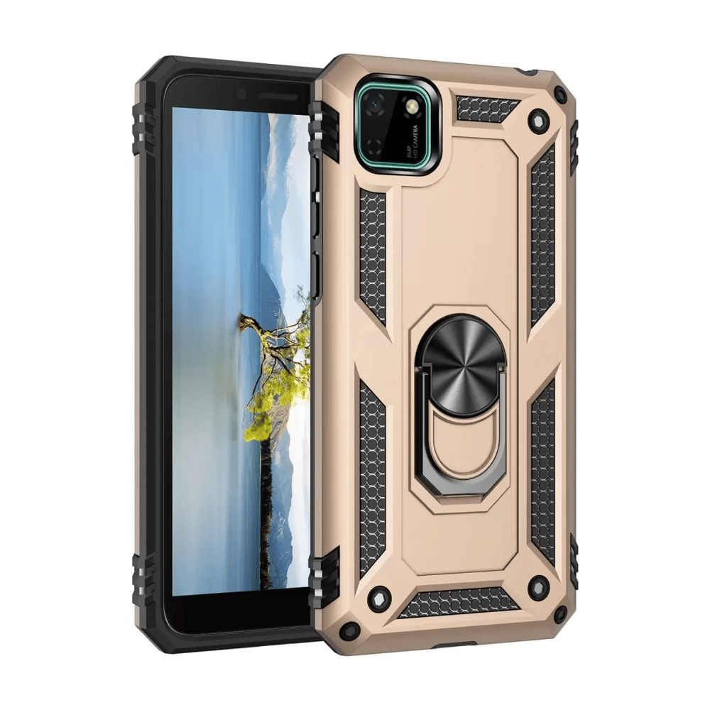 Huawei Y5P Kılıf Sofya Yüzüklü Silikon Kapak - Gold