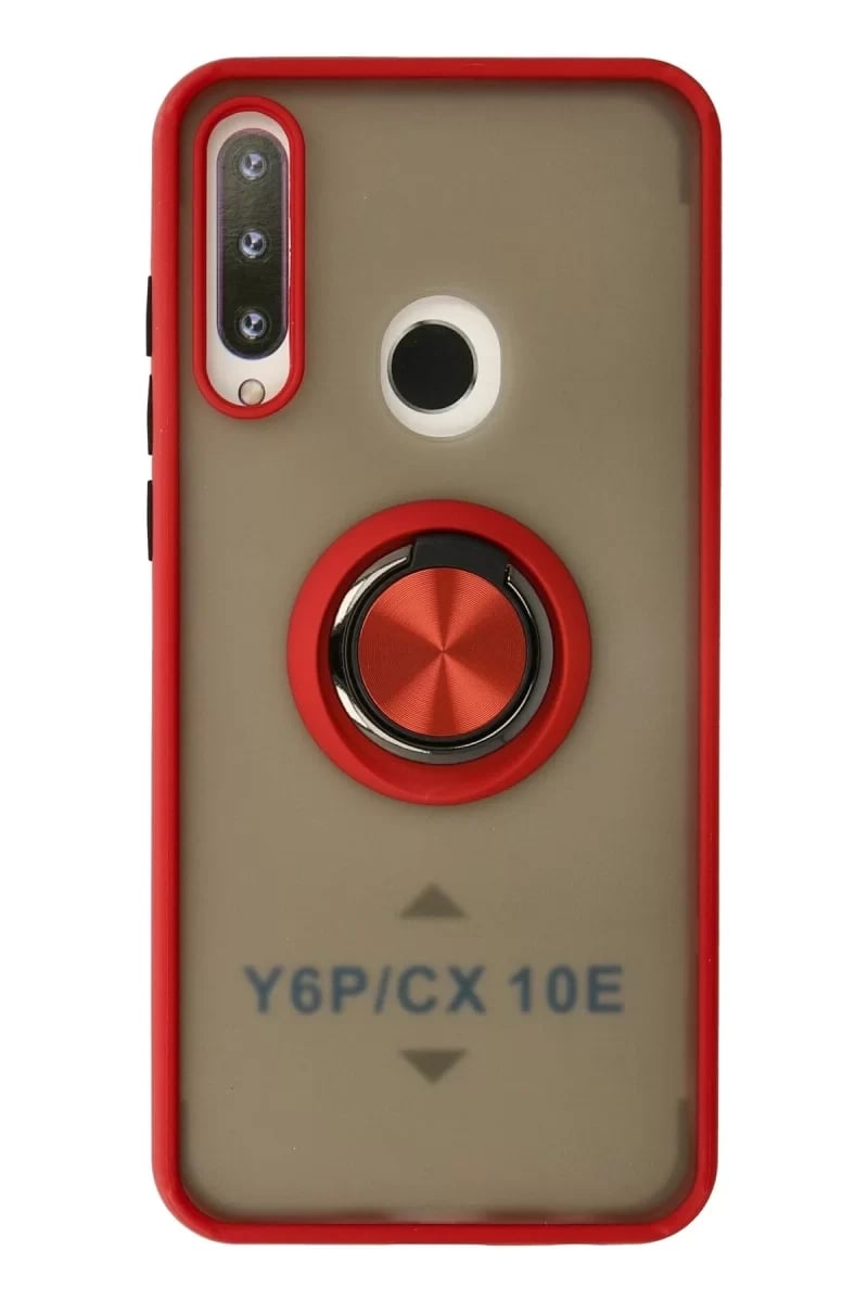 Huawei Y6P Kılıf Montreal Yüzüklü Silikon Kapak - Kırmızı