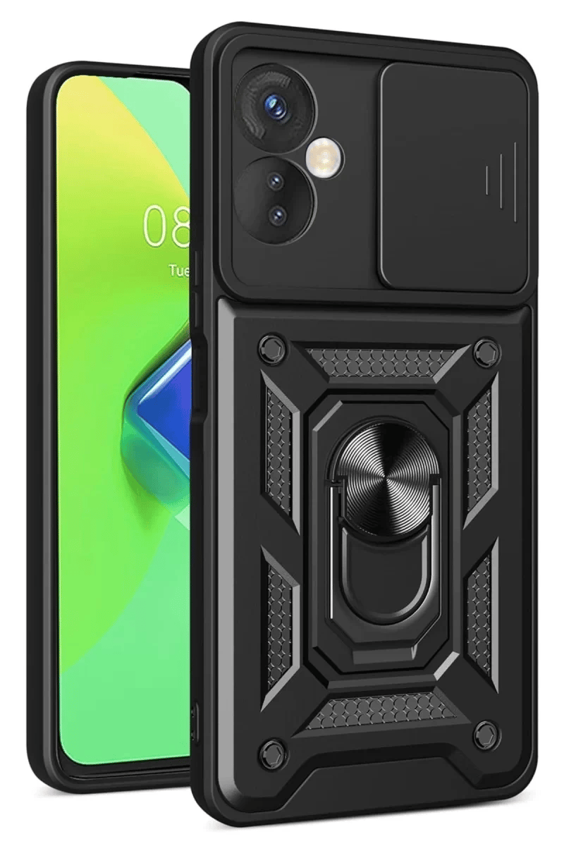 İnfinix Hot 30 4G Kılıf Pars Lens Yüzüklü Silikon - Siyah