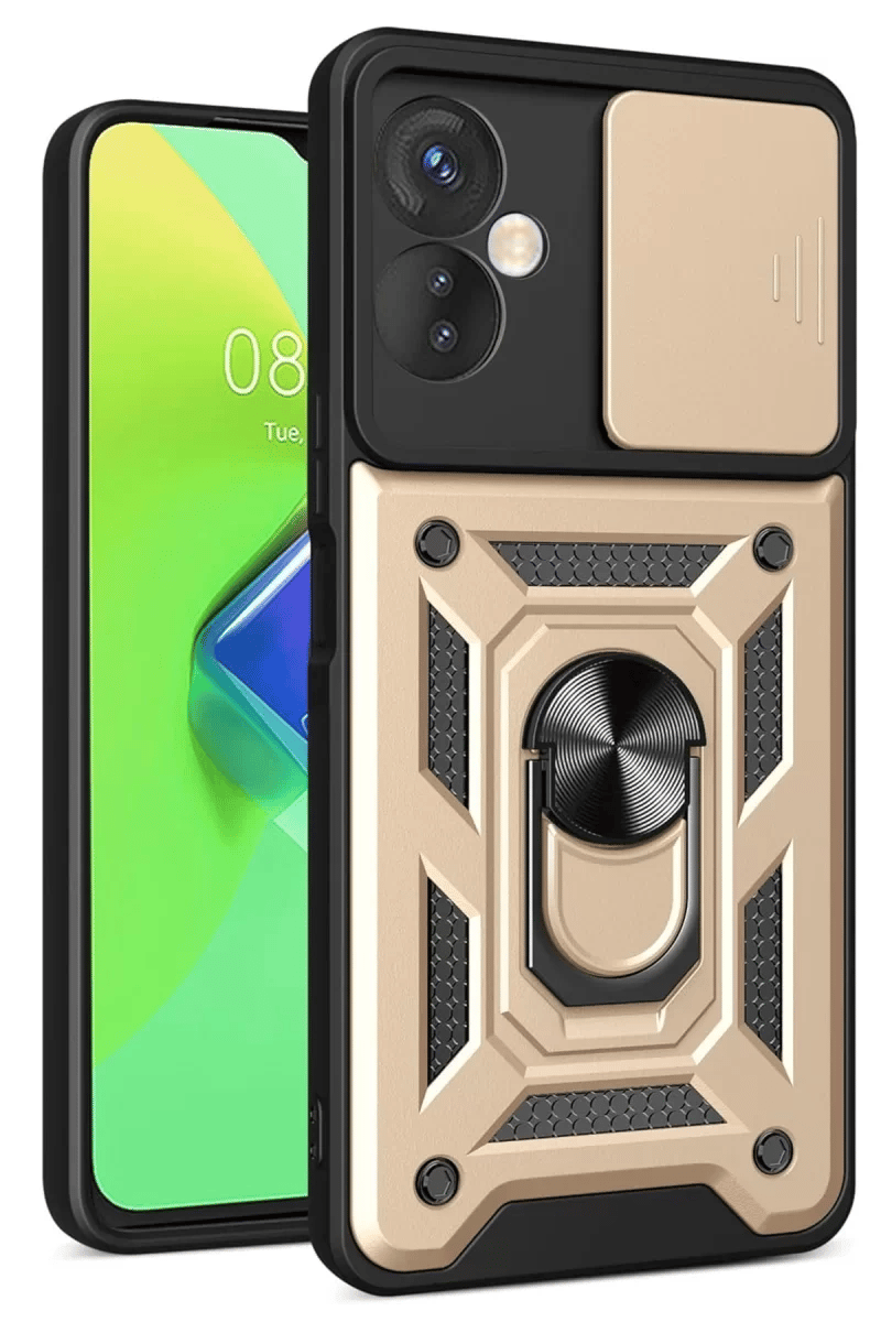İnfinix Hot 30 4G Kılıf Pars Lens Yüzüklü Silikon - Gold