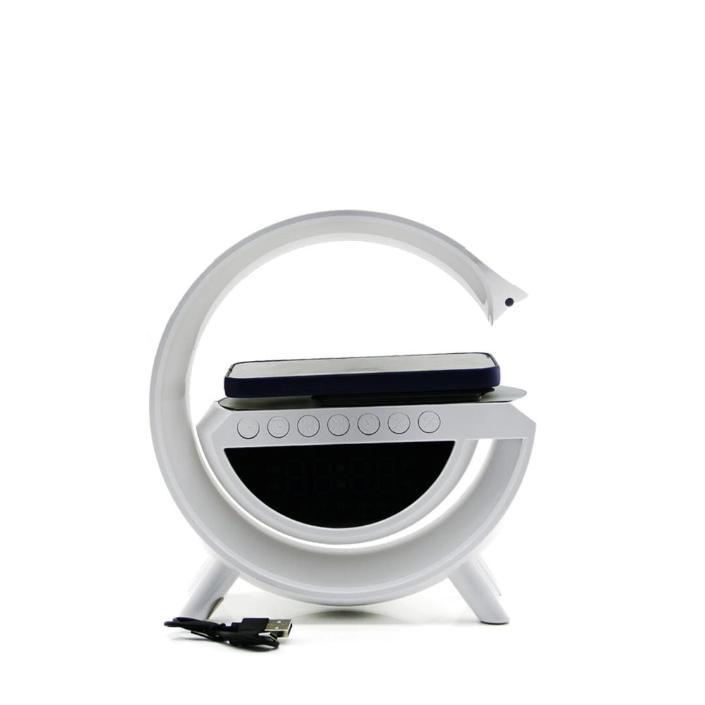 KABLOSUZ ŞARJLI HOPARLÖR SPEAKER G KASA RGB IŞIKLI SAAT FM RADIO ALARM BT USB TF AUX