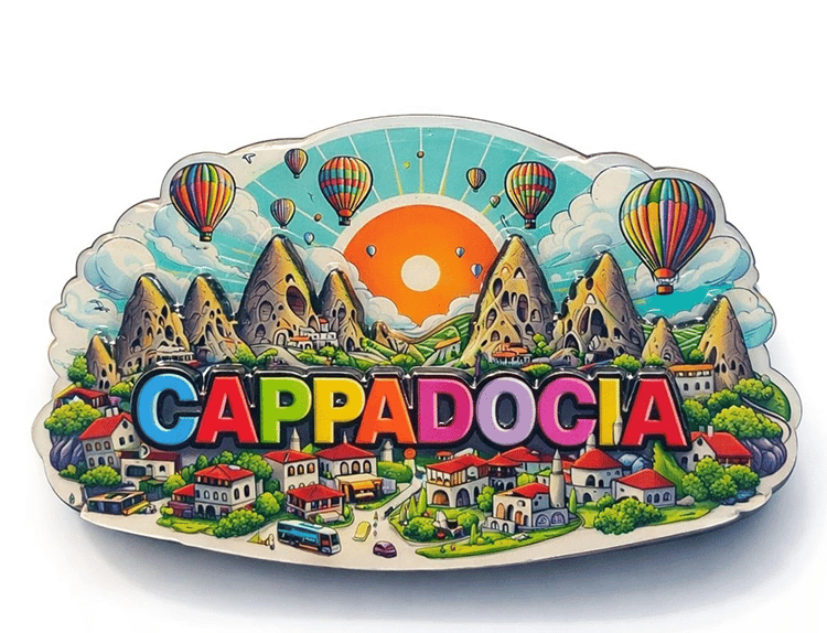 Kapadokya Temalı Ahşap Buzdolabı Magneti Model 5