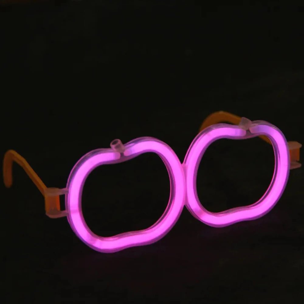 Karanlıkta Parlayan Neon Fosforlu Elma Gözlük Seti - 12 Adet