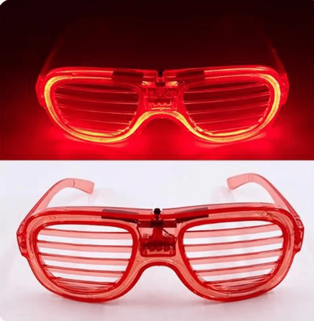 Kırmızı Led Işıklı Parti Gözlüğü - Neon 3 Modlu