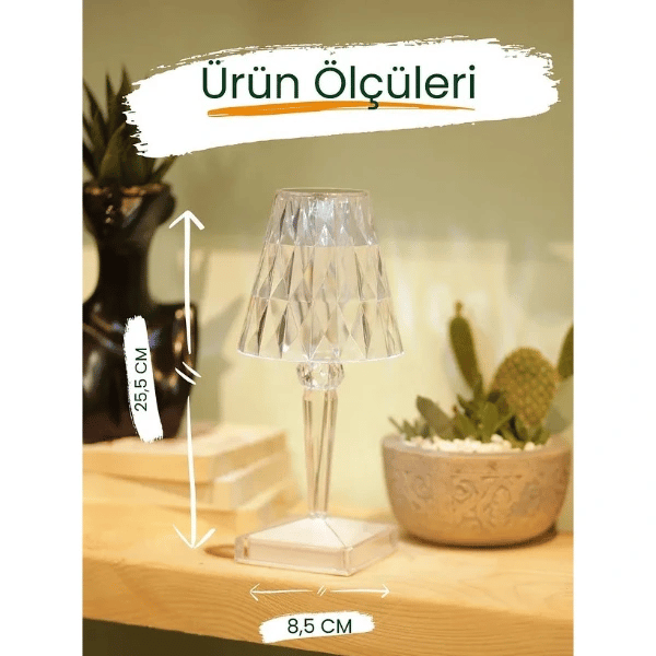 Kristal Abajur LED Kumandalı Ve Dokunmatik Masa Lambası