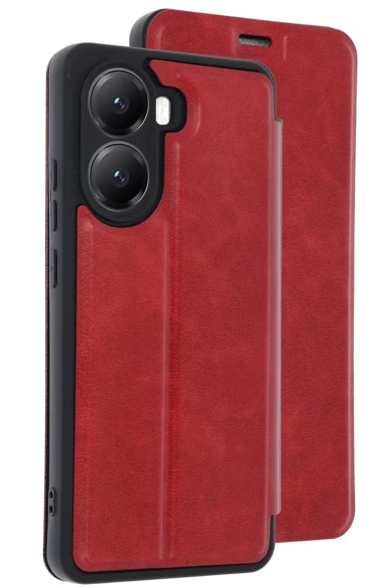 Poco X7 Pro Kılıf Flip Cover - Kırmızı