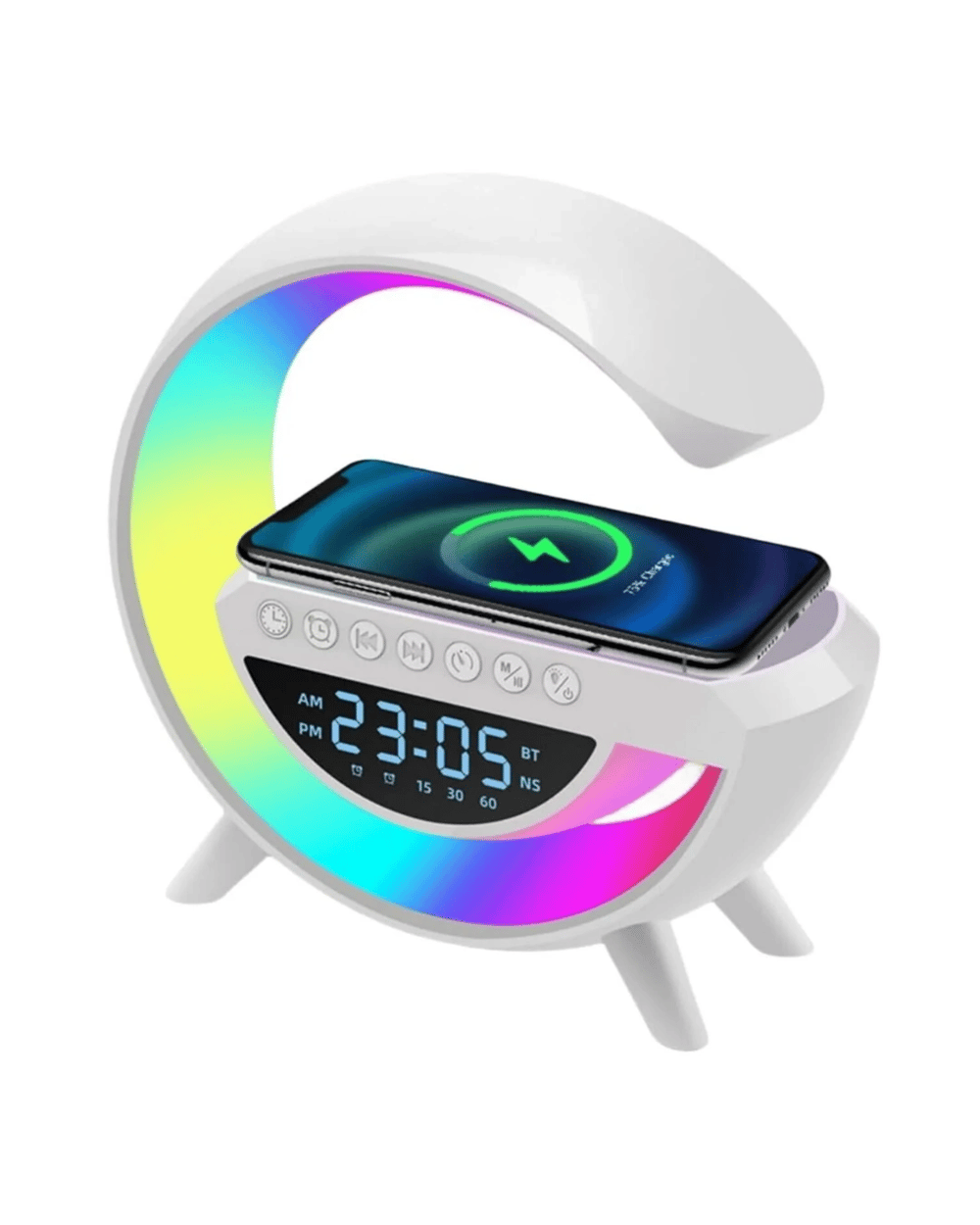 RGB Işıklı Kablosuz Şarjlı Bluetooth Hoparlör Saat ve Alarm Özellikli