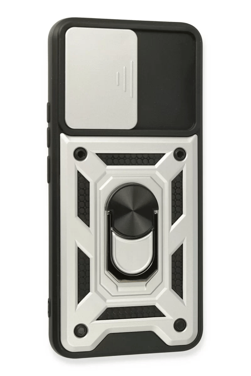 Realme 8 Kılıf Pars Lens Yüzüklü Silikon - Gümüş