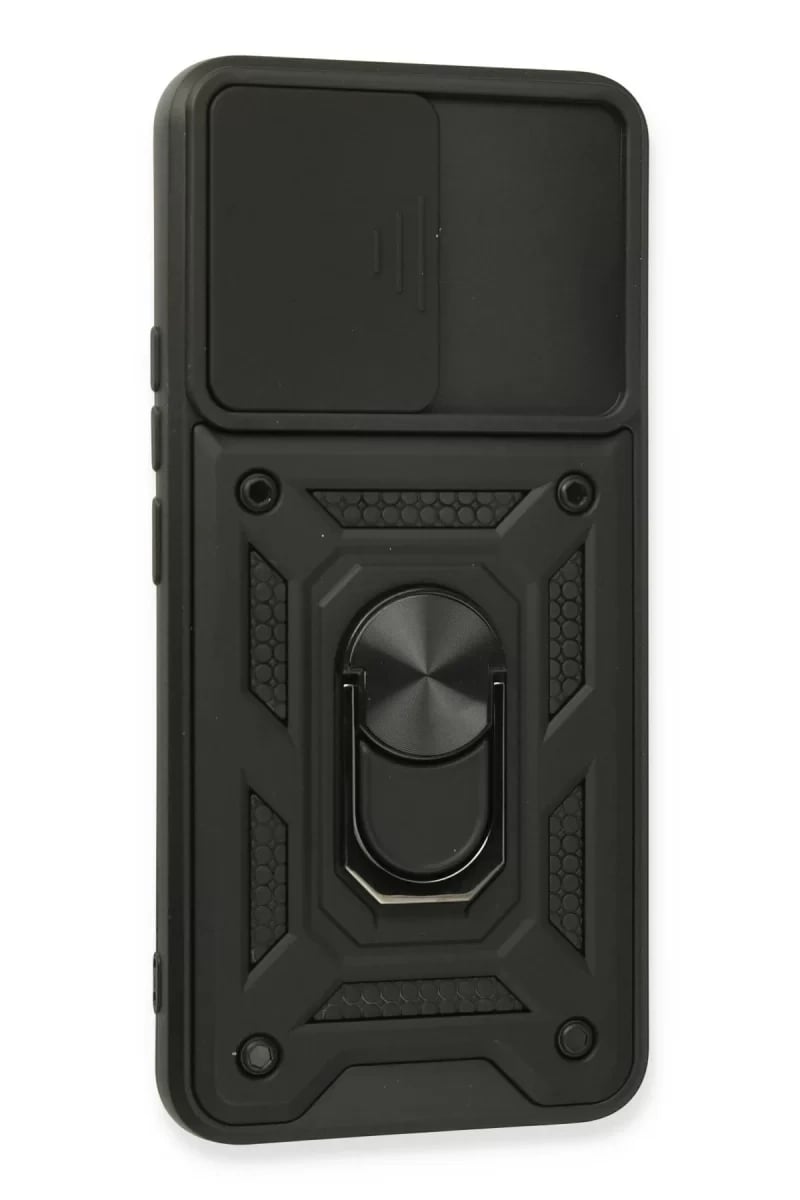 Realme 8 Kılıf Pars Lens Yüzüklü Silikon - Siyah