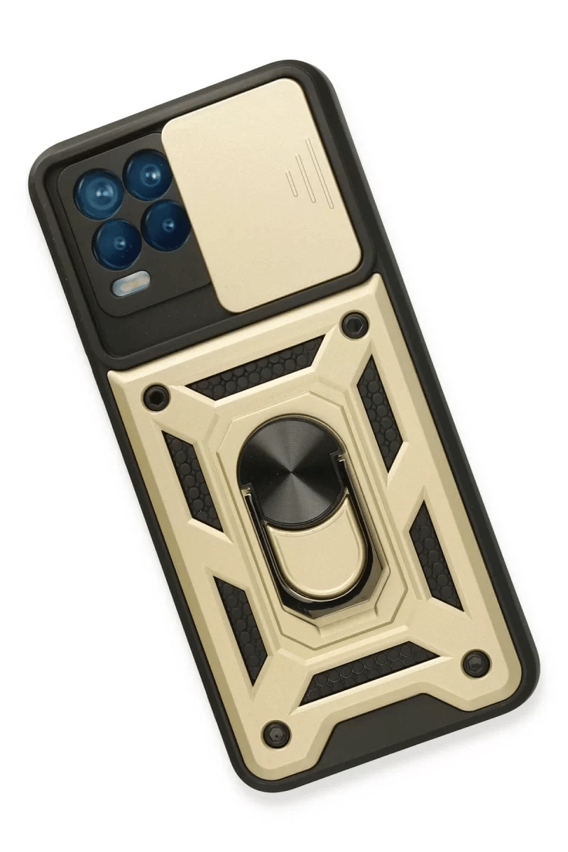 Realme 8 Kılıf Pars Lens Yüzüklü Silikon - Gold