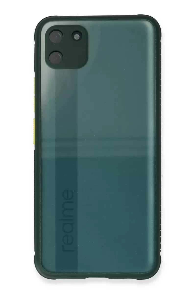 Realme C11 Kılıf Miami Şeffaf Silikon - Koyu Yeşil