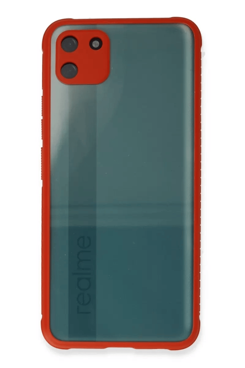 Realme C11 Kılıf Miami Şeffaf Silikon - Kırmızı