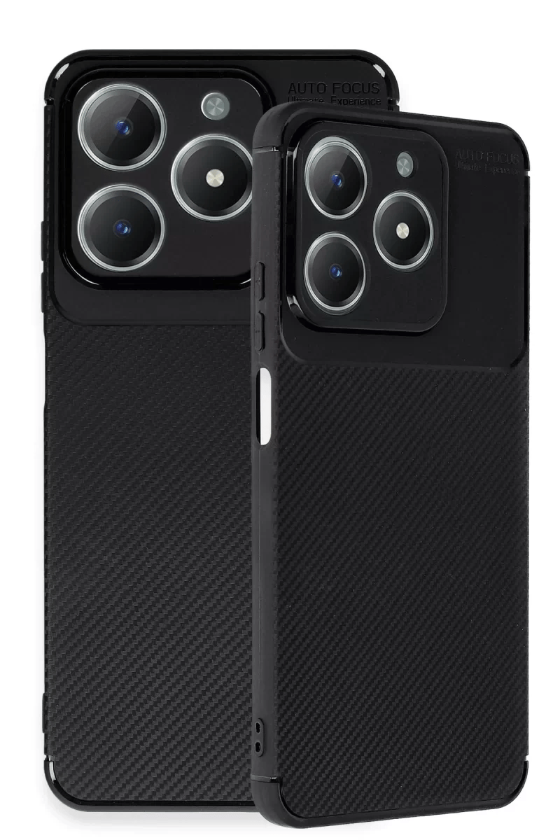 Realme C61 Kılıf Auto Focus Karbon Kapak - Siyah