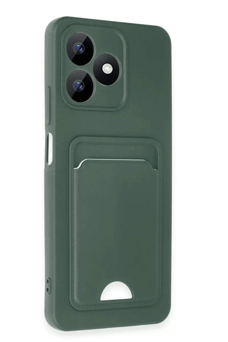Realme Note 50 4G Kılıf Kelvin Kartvizitli Silikon - Koyu Yeşil