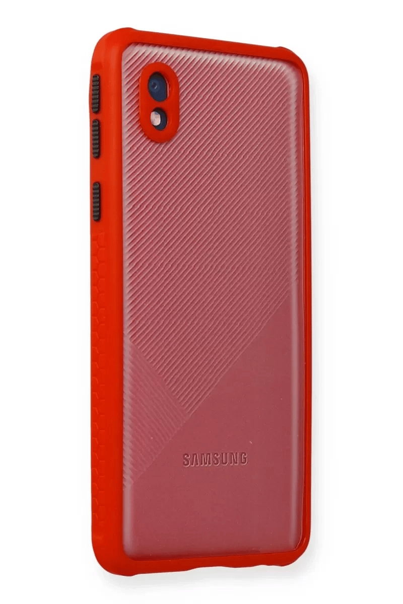 Samsung Galaxy A01 Core Kılıf Miami Şeffaf Silikon - Kırmızı