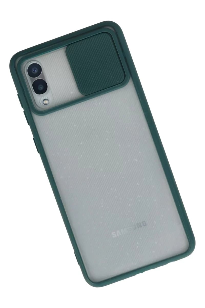 Samsung Galaxy A02 Kılıf Palm Buzlu Kamera Sürgülü Silikon - Yeşil