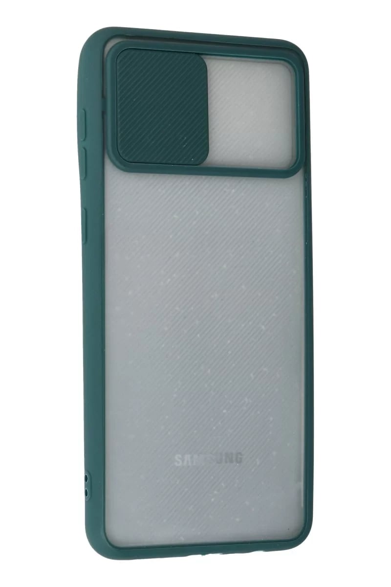 Samsung Galaxy A02 Kılıf Palm Buzlu Kamera Sürgülü Silikon - Yeşil