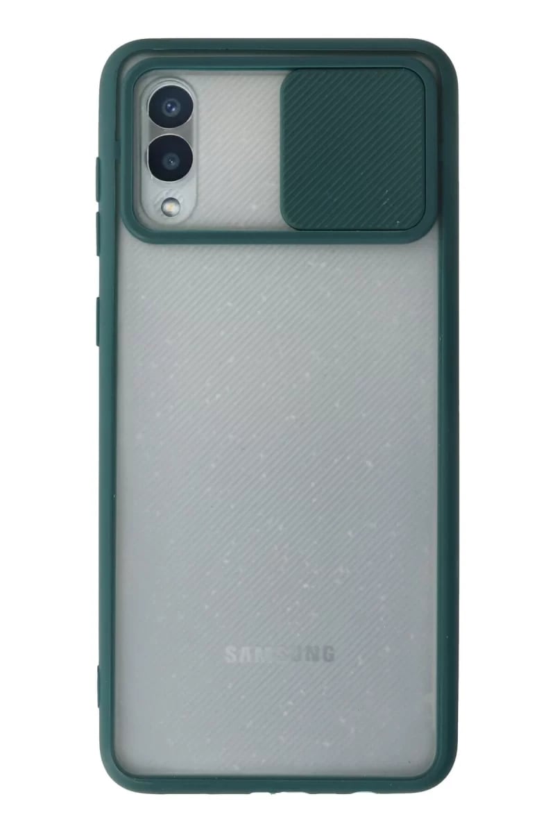Samsung Galaxy A02 Kılıf Palm Buzlu Kamera Sürgülü Silikon - Yeşil