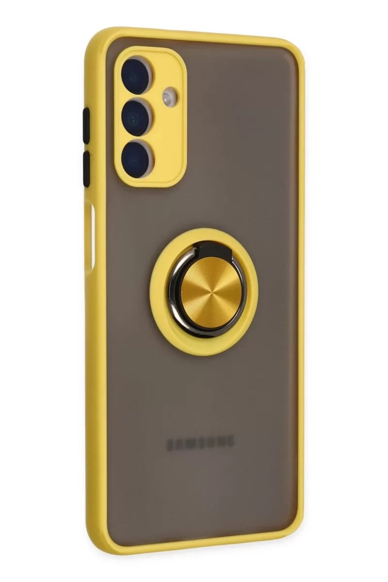 Samsung Galaxy A04S Kılıf Montreal Yüzüklü Silikon Kapak - Sarı