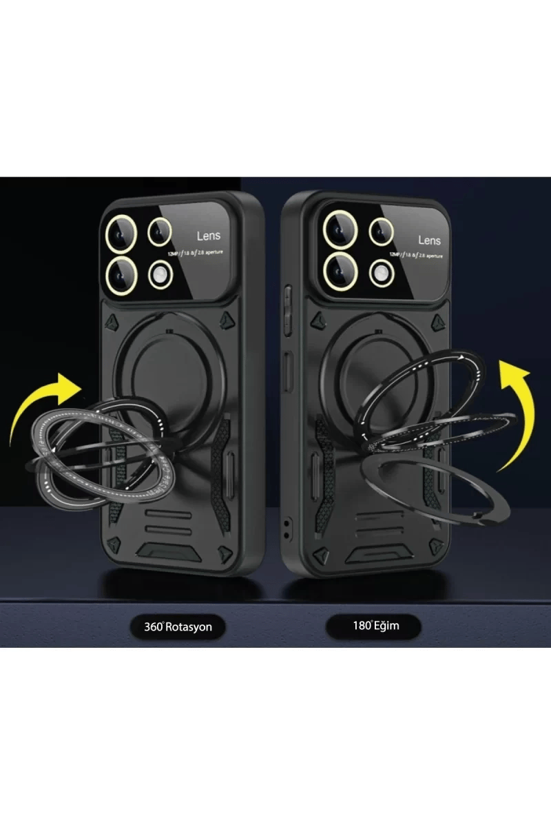 Samsung Galaxy A05 Kılıf Joy Lens Standlı Kapak - Siyah