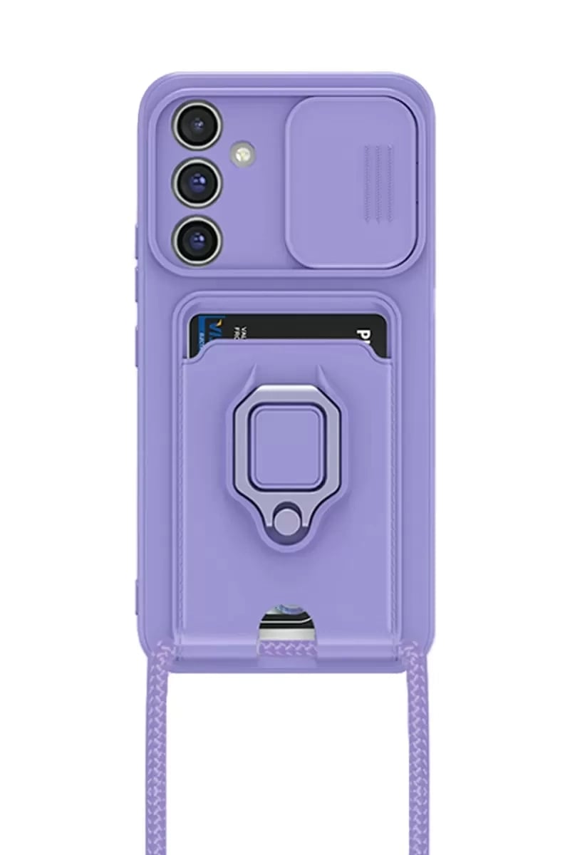 Samsung Galaxy A05S Kılıf Zuma Kartvizitli Yüzüklü Silikon - Lila
