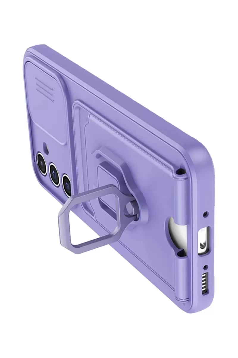 Samsung Galaxy A05S Kılıf Zuma Kartvizitli Yüzüklü Silikon - Lila