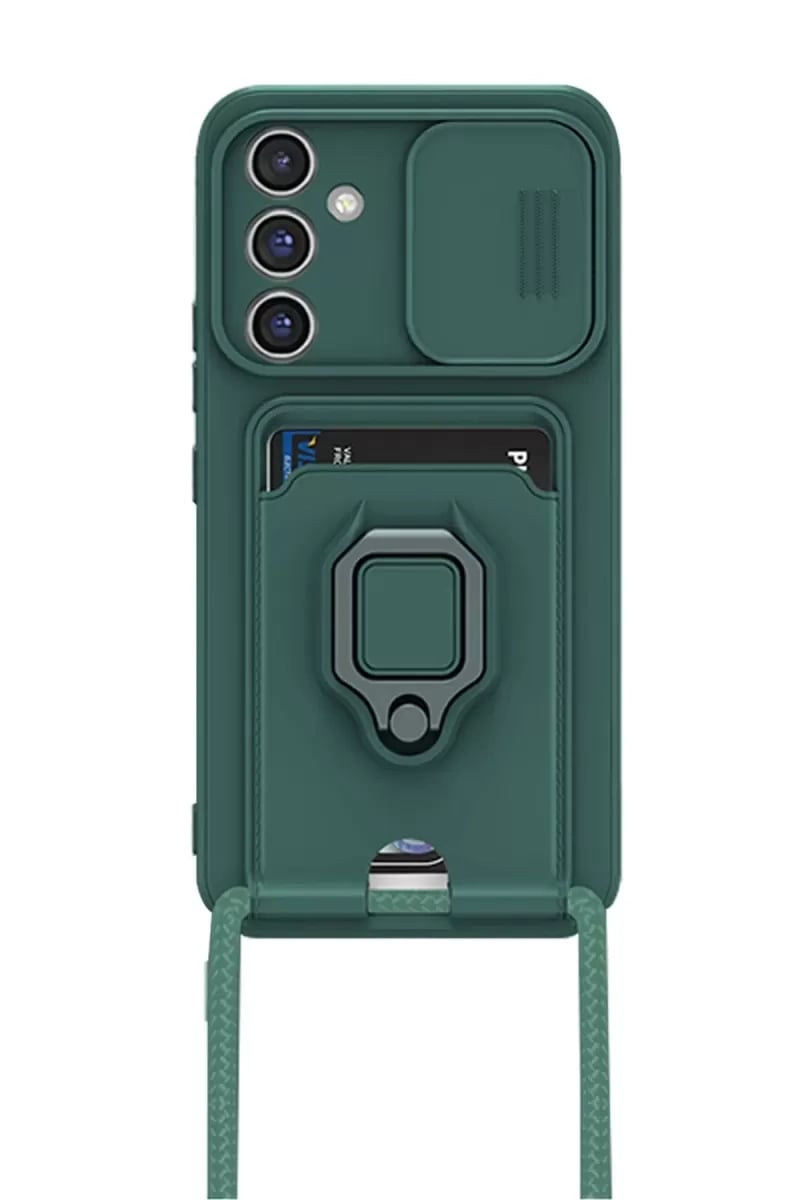 Samsung Galaxy A05S Kılıf Zuma Kartvizitli Yüzüklü Silikon - Yeşil