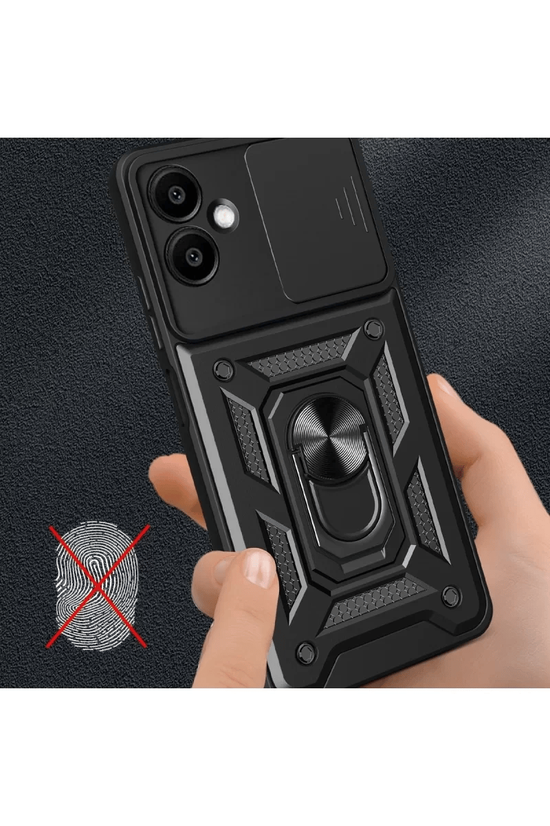 Samsung Galaxy A06 Kılıf Pars Lens Yüzüklü Silikon - Kırmızı
