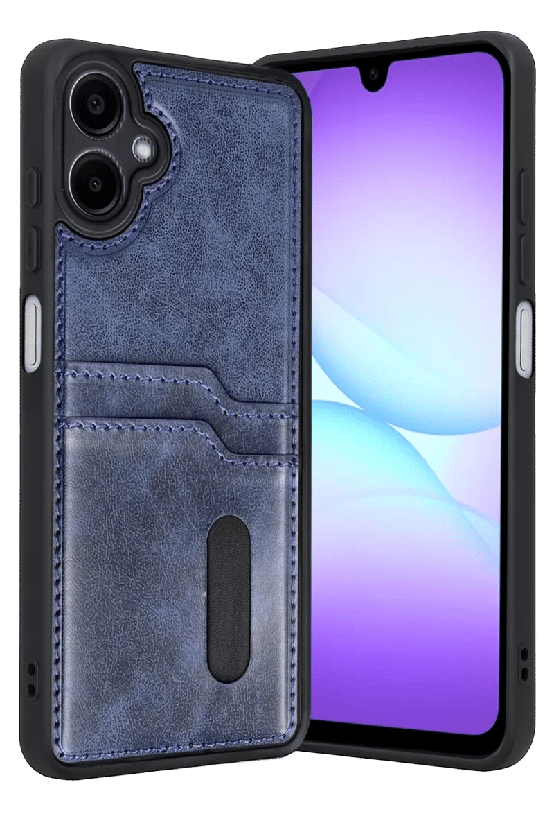 Samsung Galaxy A07 4G Sara Kartvizitli Deri Kılıf - Lacivert