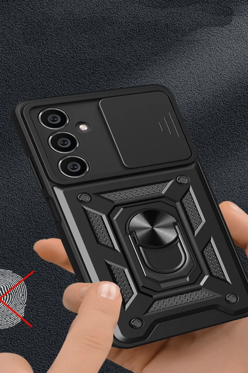 Samsung Galaxy A15 4G Kılıf Pars Lens Yüzüklü Silikon - Yeşil