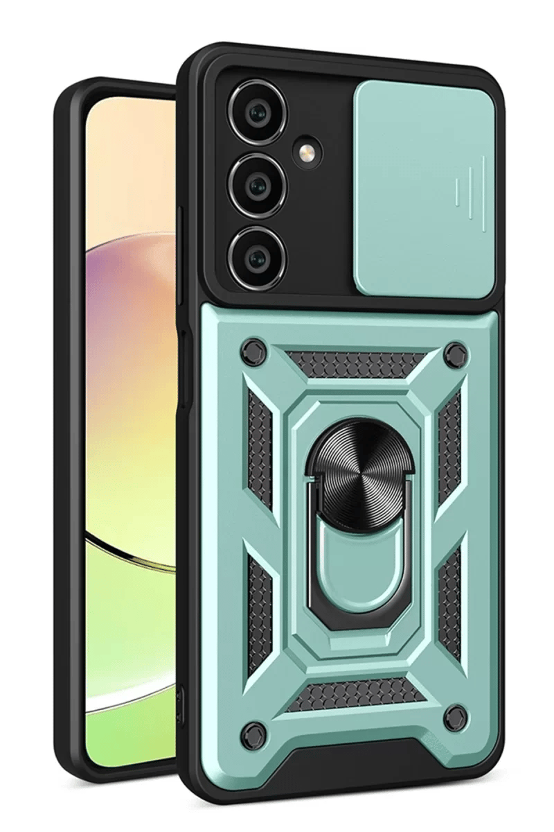 Samsung Galaxy A15 4G Kılıf Pars Lens Yüzüklü Silikon - Yeşil