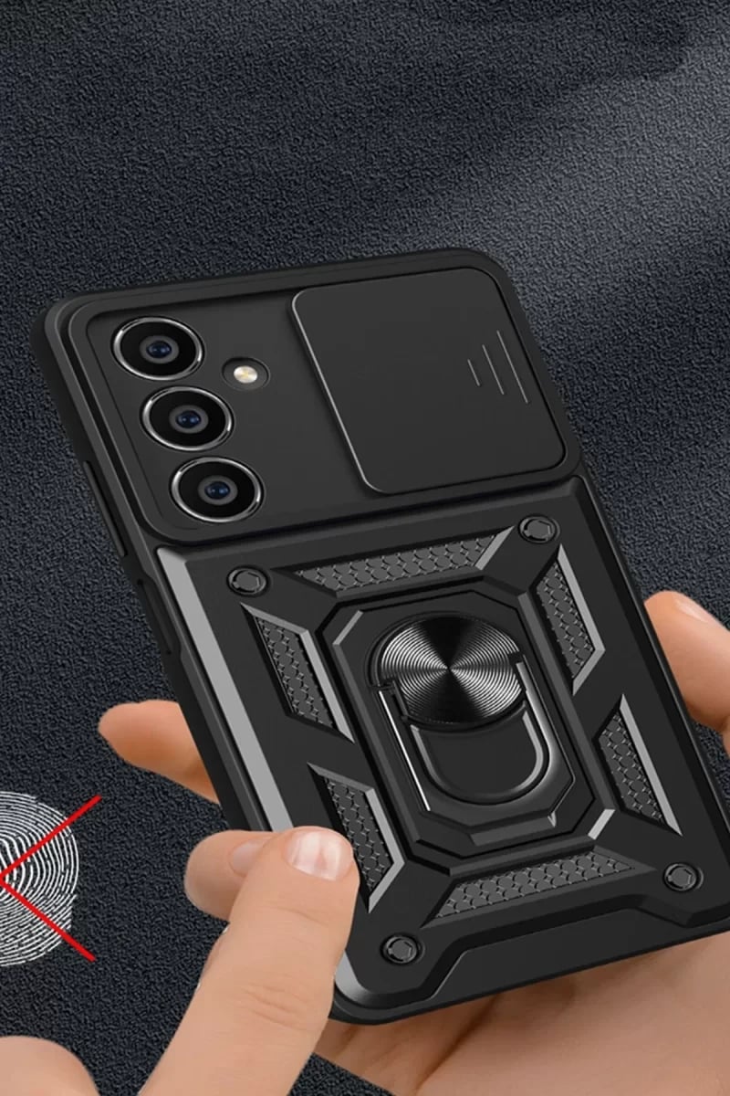 Samsung Galaxy A15 4G Kılıf Pars Lens Yüzüklü Silikon - Gümüş