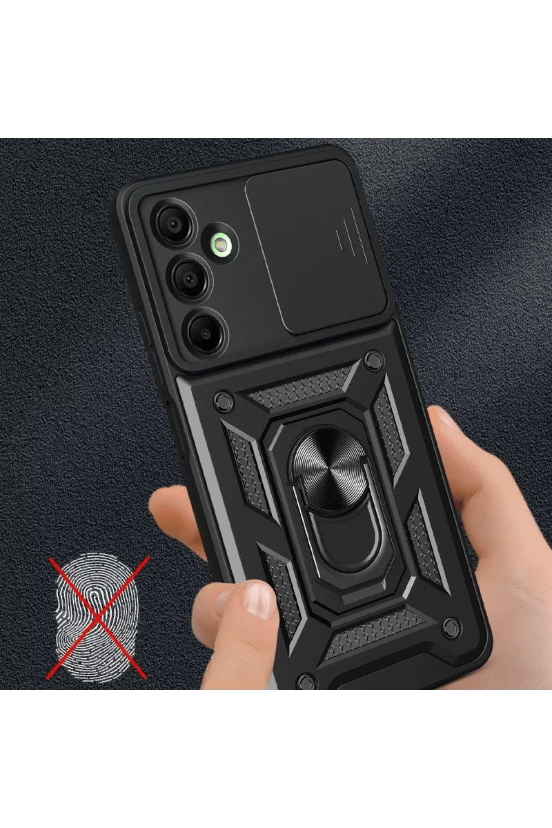 Samsung Galaxy A16 5G Kılıf Pars Lens Yüzüklü Silikon - Siyah